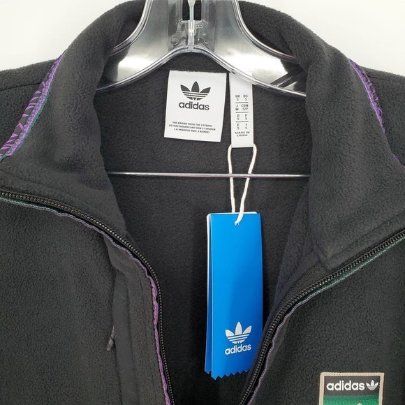 Adidas Originals Adiplore Fleece Full-zip Jacket In Black Purple Men's Small NEW - Picture 7 of 7